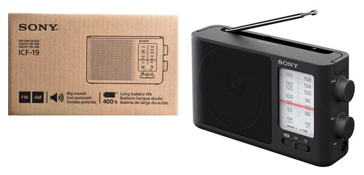 Sony Dual Band fm/am Analog Portable Battery home audio Radio ICF-19