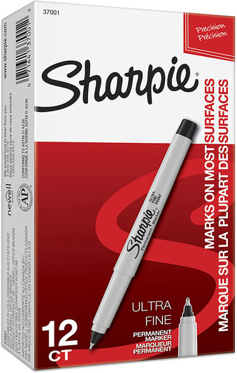Sharpie Black Permanent Markers Ultra Fine Point 12 Pack