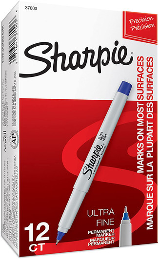 Sharpie Blue Permanent Markers Ultra Fine Point Pack Of 12