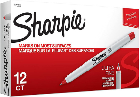 Sharpie Red Permanent Markers Ultra Fine Point 12 Pack