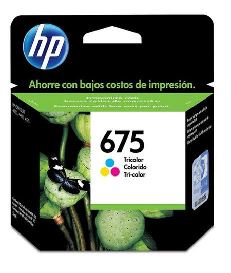HP 675 Tri-Color Ink Cartridge Approximate 250 Pages Yield