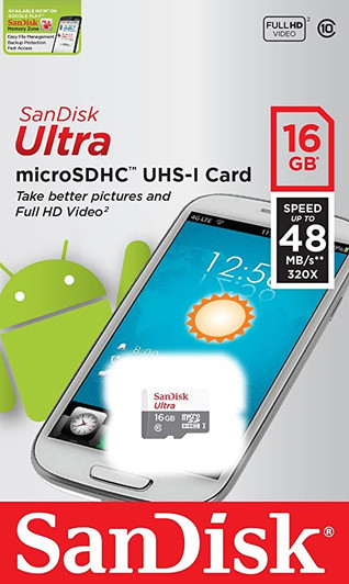 SanDisk 16GB Class 10 Micro SD Card