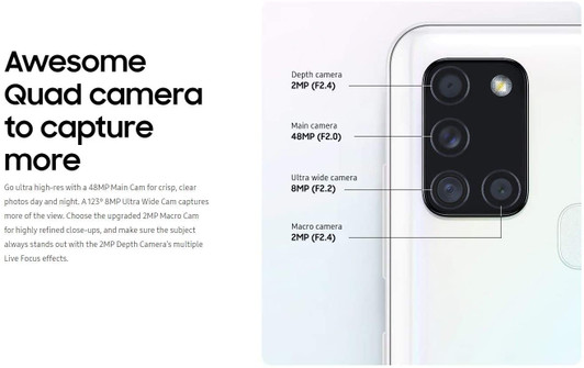 Samsung A21S Black 64GB Storage 4GB RAM 4G Dual Sim Latin Version Cellphone