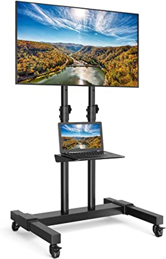 Rfiver Mobile TV Stand Rolling Cart with Tilt Mount Locking Wheels