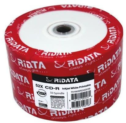 Ridata 700MB 52X CD-R Inkjet White Hub Printable 50 Packs