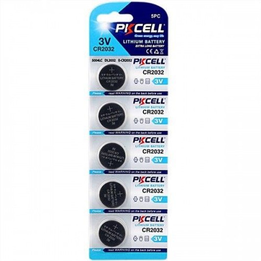 Pkcell CR2032 3V Button Cell Battery 5 Pack
