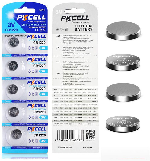 Pkcell CR1220 3V Lithium Battery 5 Pack