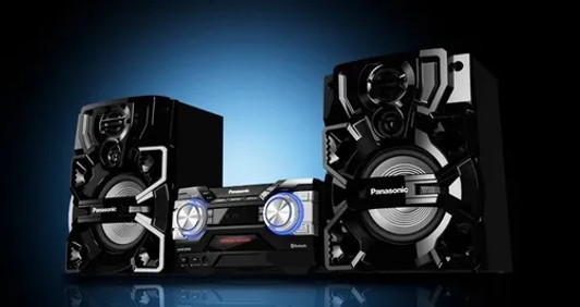 Panasonic Home audio system, 2CH, 2000W, 4GB, CD, Bluetooth, USB 2.0, AUX in, FM Radio, Black