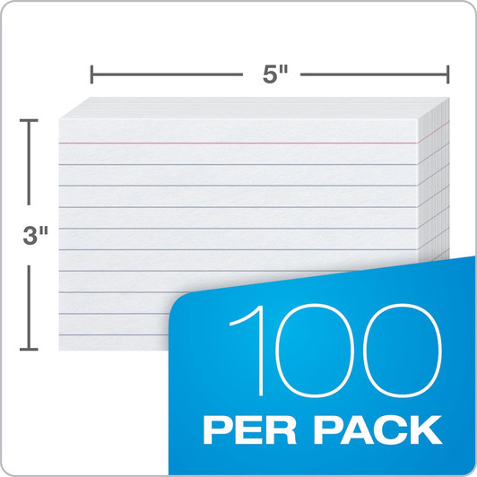 Oxford White Ruled Index Cards 3" x 5", Pack of 100