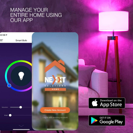Nexxt Smart 9 Watts Led RGB Color Bulb With 800 Lumnes Alexa & Google Compatible 110V