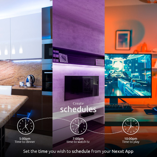 Nexxt 10ft Smart Wi-Fi LED light strip starter kit with Power Adapter