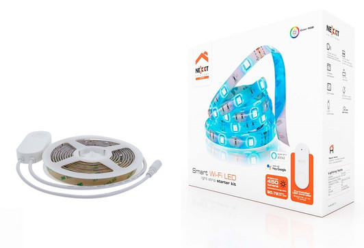 Nexxt 10ft Smart Wi-Fi LED light strip starter kit with Power Adapter