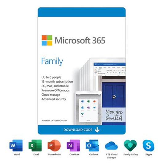 Microsoft 365 Family 6 PC or Mac Licenses 12-Month Subscription Product Key Code