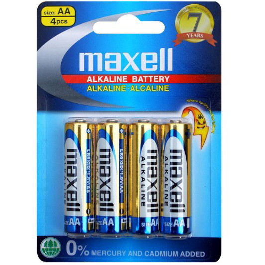 Maxell AA LR6 1.5V Alkaline Battery 4 Pack