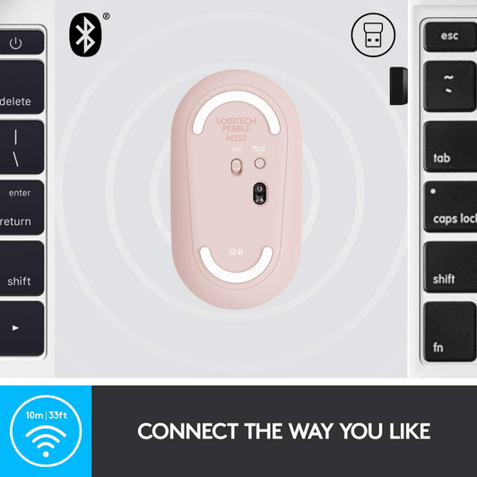 Logitech M350 Pebble Wireless Rose Pink Mouse