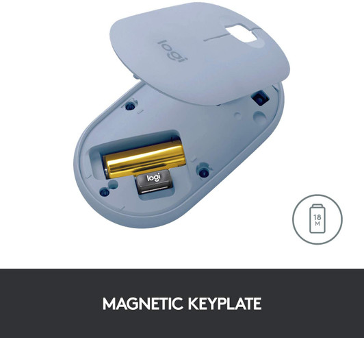 Logitech M350 Pebble Wireless Blue Grey Mouse