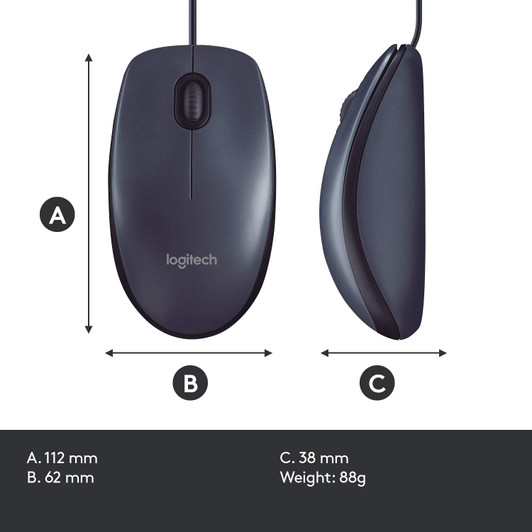 Logitech Black Wired USB Mouse
