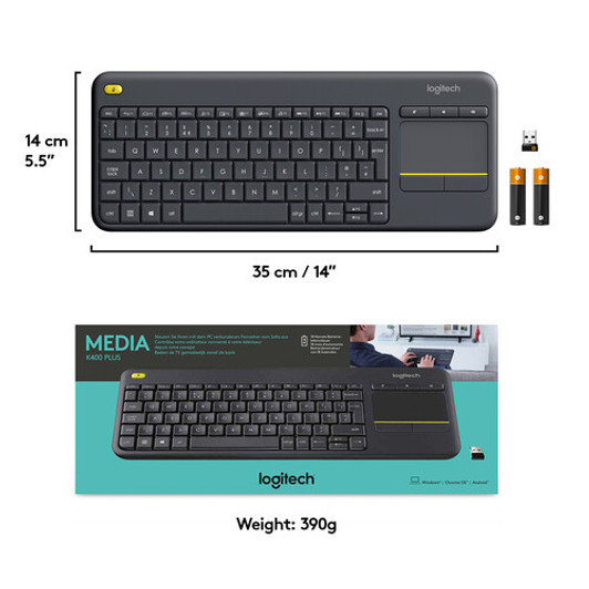 Logitech K400 Plus Wireless Keyboard with Builtin Touch Pad