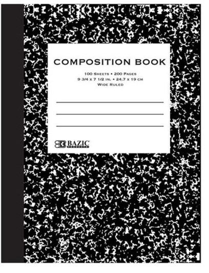Bazic Black Marble Composition NoteBook Wide Ruled 200 Pages