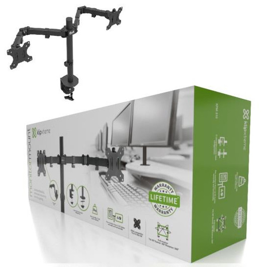 KlipX Double Monitor Mount 13 - 32" clip to desk