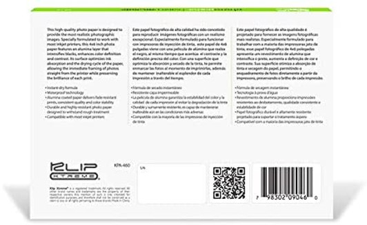 KlipX Glossy Photo Paper 4"X6" 60 Sheets 10.8 MIL Thickness
