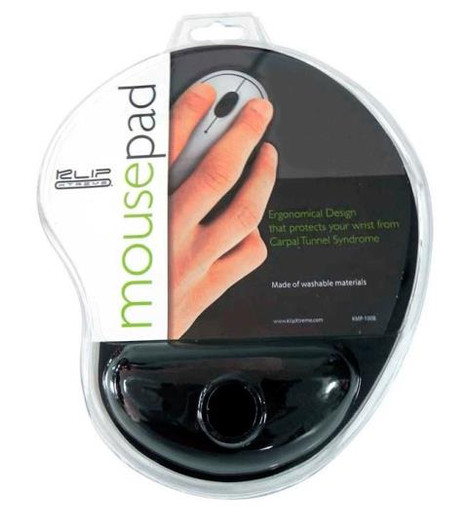 KlipX Black Gel Mouse Pad with Wrist Pad