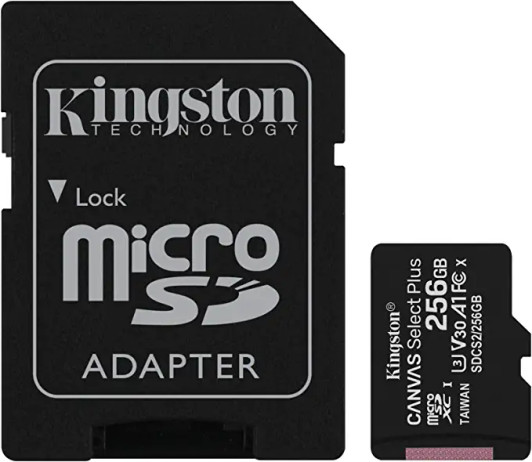 Kingston 256gb Micro SD Card Canvas Select Plus 100MB/S Read A1 Memory Card with Adapter Kingston 256gb Micro SD Card Canvas Select Plus 100MB/S Read A1 Memory Card with Adapter