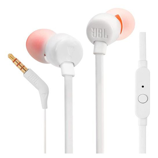 JBL Tune 110 White In Ear Wired Headphone with Mic And Volume Control