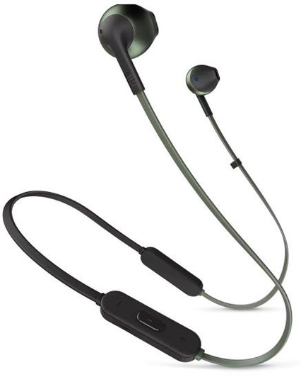 JBL Tune 205 BT Green Black Pure Bass Wireless Metal Neckband Earbud Headphones with Mic