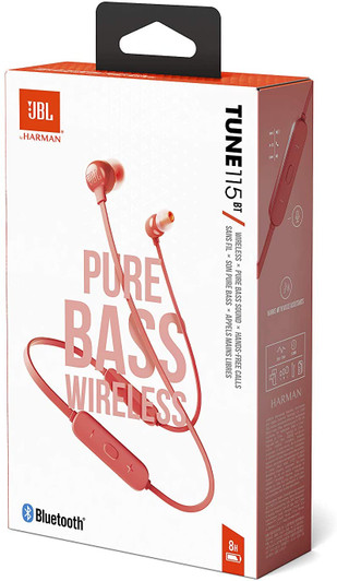 JBL Tune 115 BT Coral In Ear Wireless Headphones with Deep Bass and Quick Charge