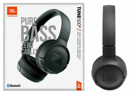 JBL Tune 500 BT Black Bluetooth On Ear Pure Bass Sound HeadPhones