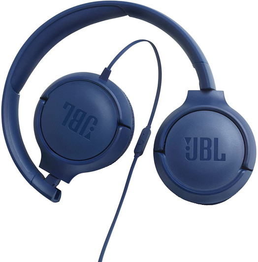 JBL Tune 500 Blue Wired On Ear Light Weight Foldable Headphones with Pure Bass Sound
