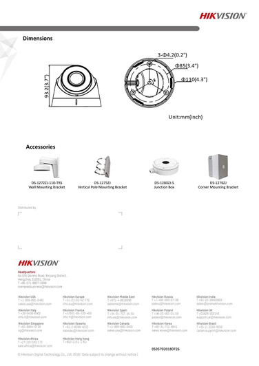 Hikvision 2MP Fixed Turret Outdoor IP Dome Network Camera H.265+ 2.8mm Lens Up to 30m IR range