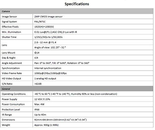 Hikvision 2MP Varifocal Bullet HD Analog Camera with 2.8 mm to 12 mm varifocal lens Up to 40m IR range