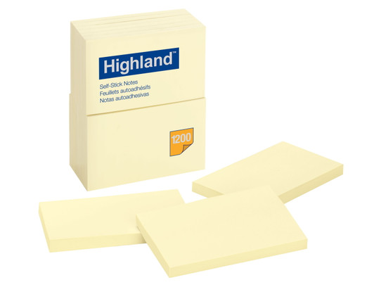 Highland Notes 3" x 5" Yellow Color 100 Count Pack Of 12