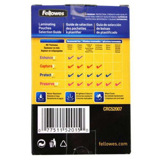 Fellowes 100 pack 5mil Unpunched ID Card Laminating Pouches