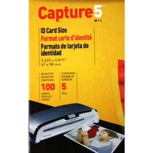Fellowes 100 pack 5mil Unpunched ID Card Laminating Pouches