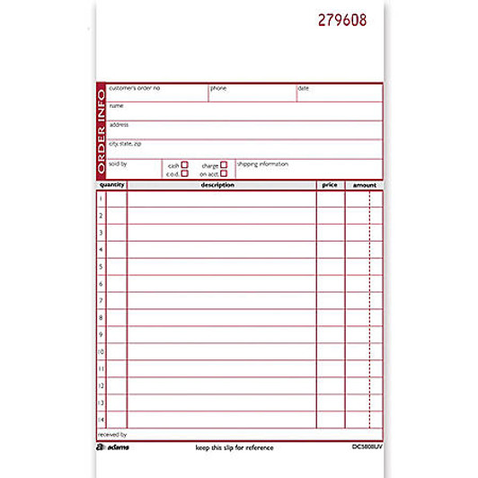 Adams Sales Order Book Carbonless 2 Part 75 Sets Pack Of 5