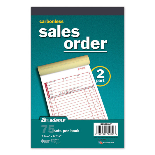 Adams Sales Order Book Carbonless 2 Part 75 Sets Pack Of 5