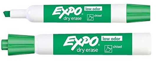 Expo Green Dry Erase Markers, Chisel Tip, Low Odor, 12 Pack