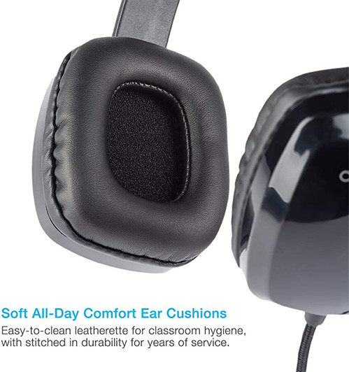 Cyber Acoustics USB Stereo Headset in-line Controls for Volume & Mic Mute, Noise Cancelling Mic & Flexible Boom for PC & Mac
