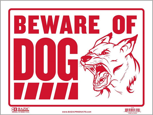 Bazic 9" X 12" Beware of Dog Sign