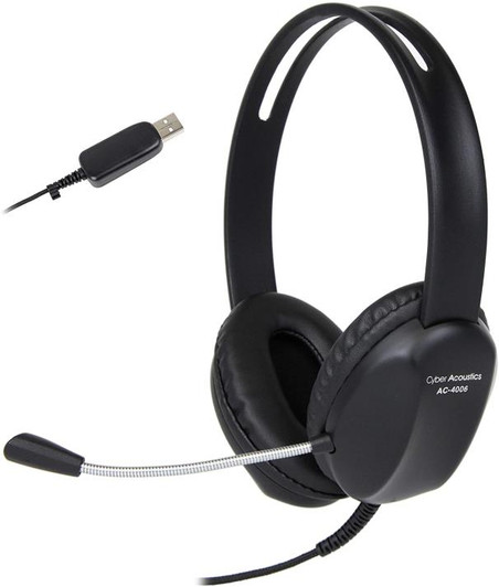 Cyber Acoustics USB Stereo Headset with Headphones and Noise Cancelling Microphone