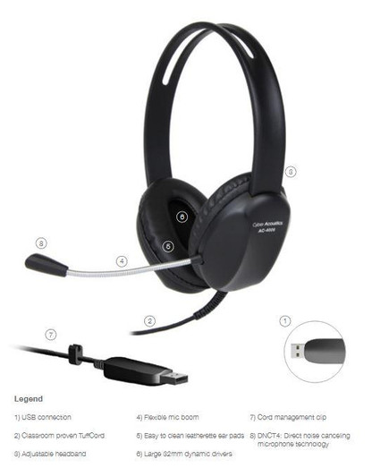 Cyber Acoustics USB Stereo Headset with Headphones and Noise Cancelling Microphone