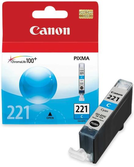 Canon 221 Cyan Ink Cartridge Approximate 530 Pages Yield