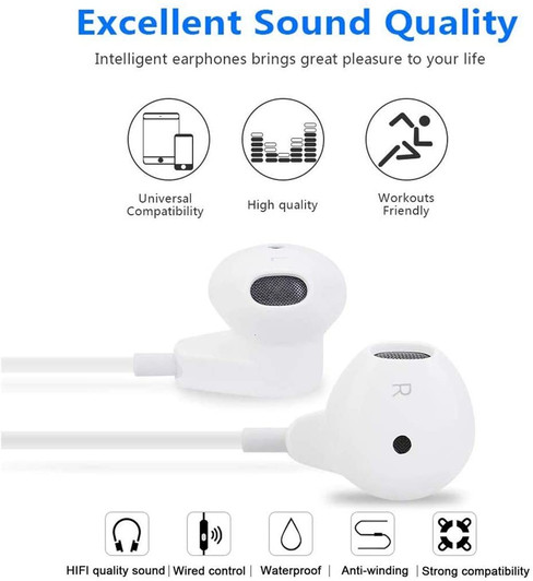 White 3.5mm Jack in ear Earphones with Mic and Volume Control White 3.5mm Jack in ear Earphones with Mic and Volume Control
