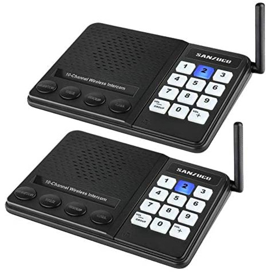 Wireless Intercom System for Business, Intercoms Wireless for Home House, Long Range Signal, Clear Audio Sound, 3 Privacy Codes 10 Channels, Voice Monitor, Group Communication