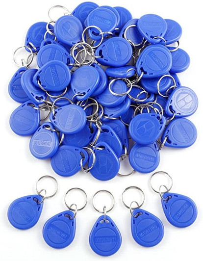 125KHz Blue RFID ID Tag Token Key Chain 100 Pcs