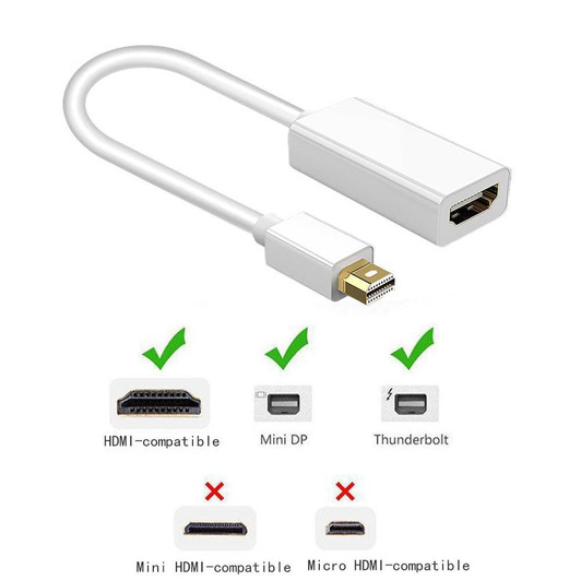 Mini Display Port DP Thunderbolt to HDMI Adapter Cable for Laptop Desktop or Mac