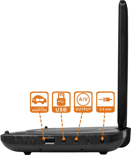 Koramzi Portable 9" DVD Player with Rechargeable Battery / USB / AV Out / Headphone Jack / Remote Control (Black) - New